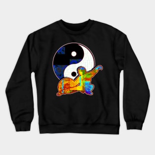 Tai Chi Fan Posture With Ying Yang Symbol Crewneck Sweatshirt